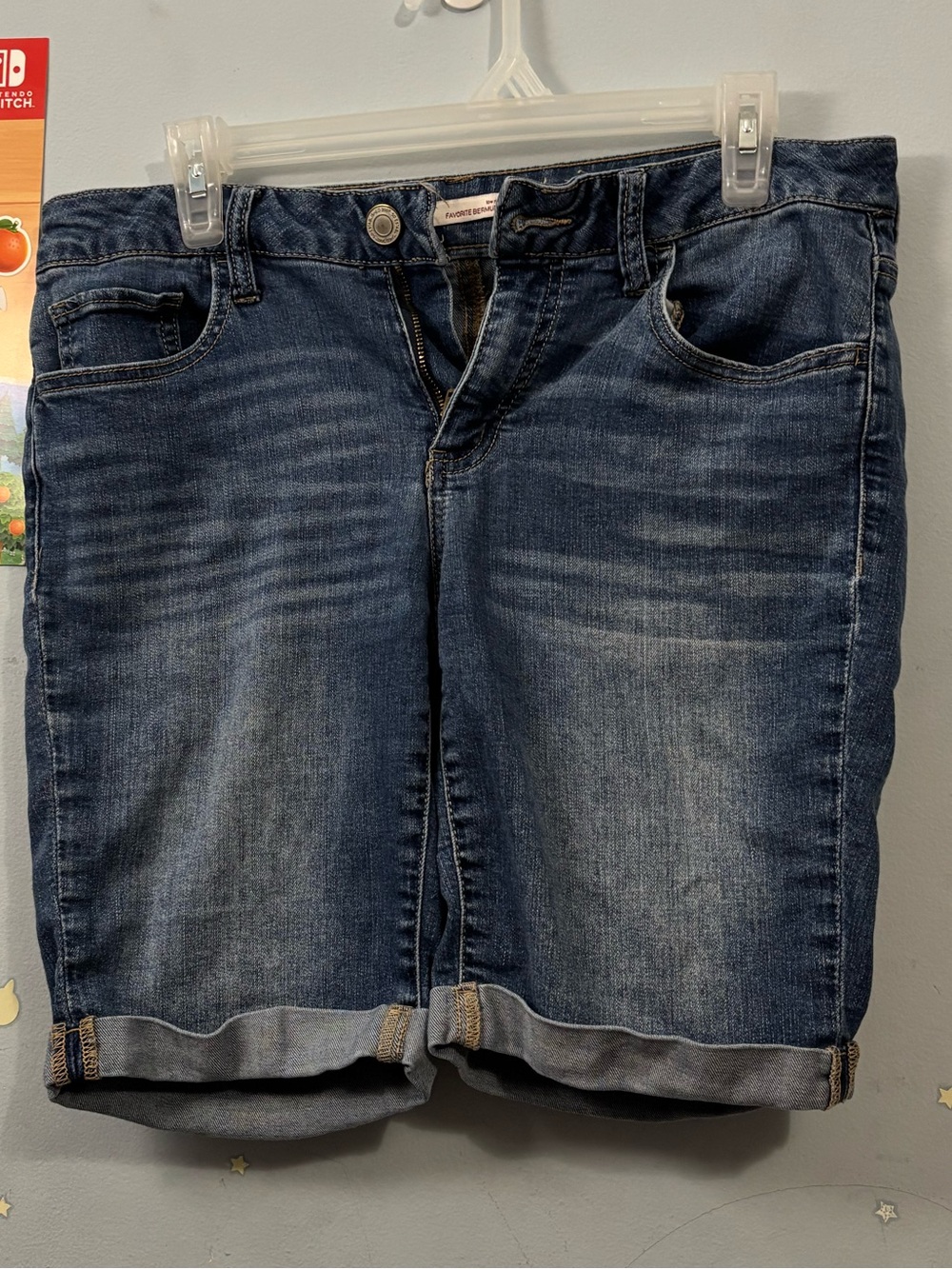 Women’s Dark Blue Denim Roll-Cuff Shorts